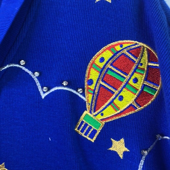 VTG Hot Air Balloon Embellished Cardigan Womens 1X - Picture 9 of 11